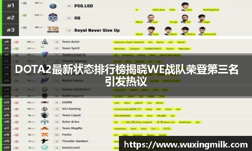DOTA2最新状态排行榜揭晓WE战队荣登第三名引发热议